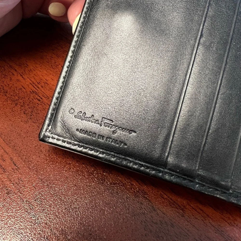 Salvatore Ferragamo Black Textured Wallet